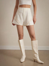 Privé Casual High-Waist Shorts With Sweet Pearl Embellishment